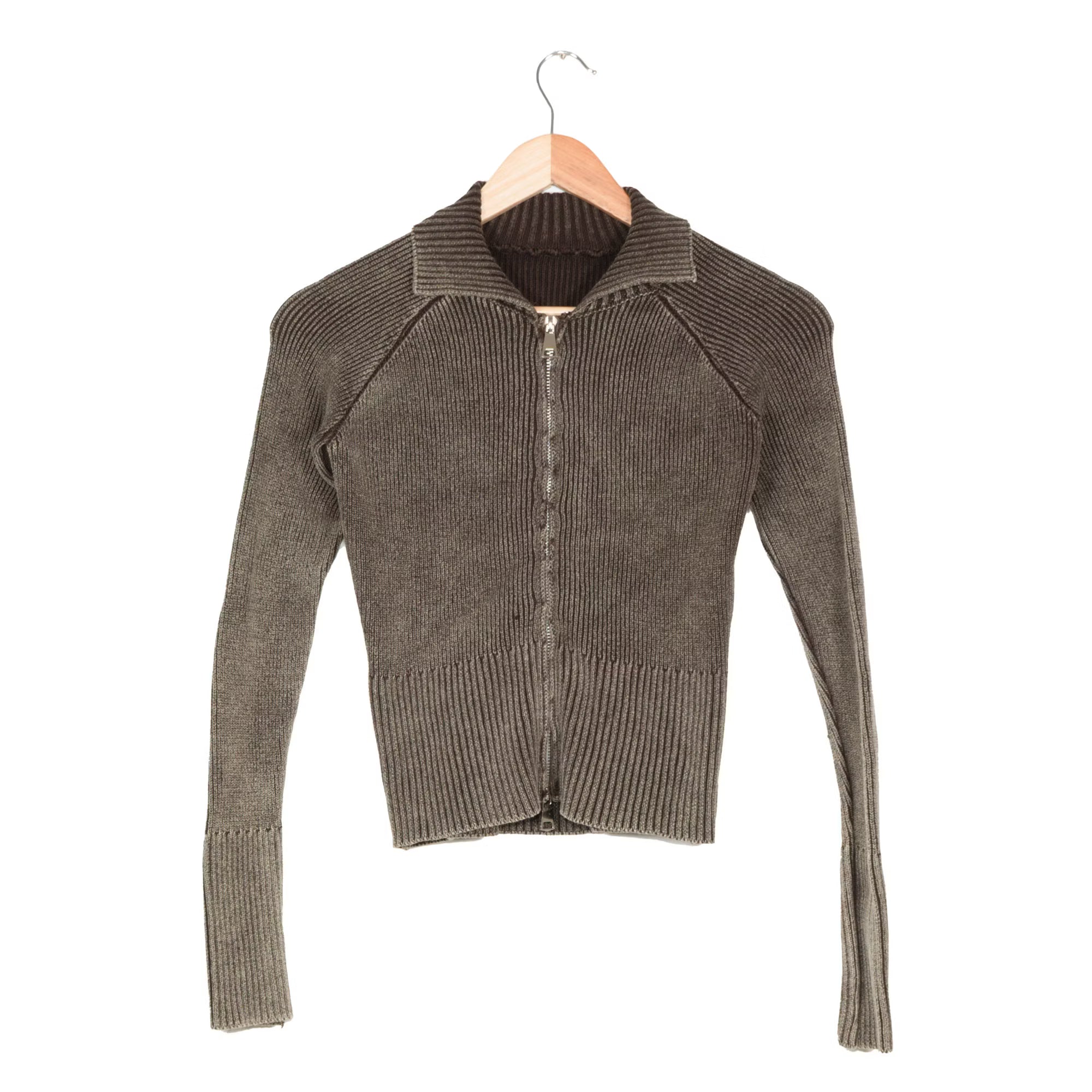 Brown Zip Cardigan