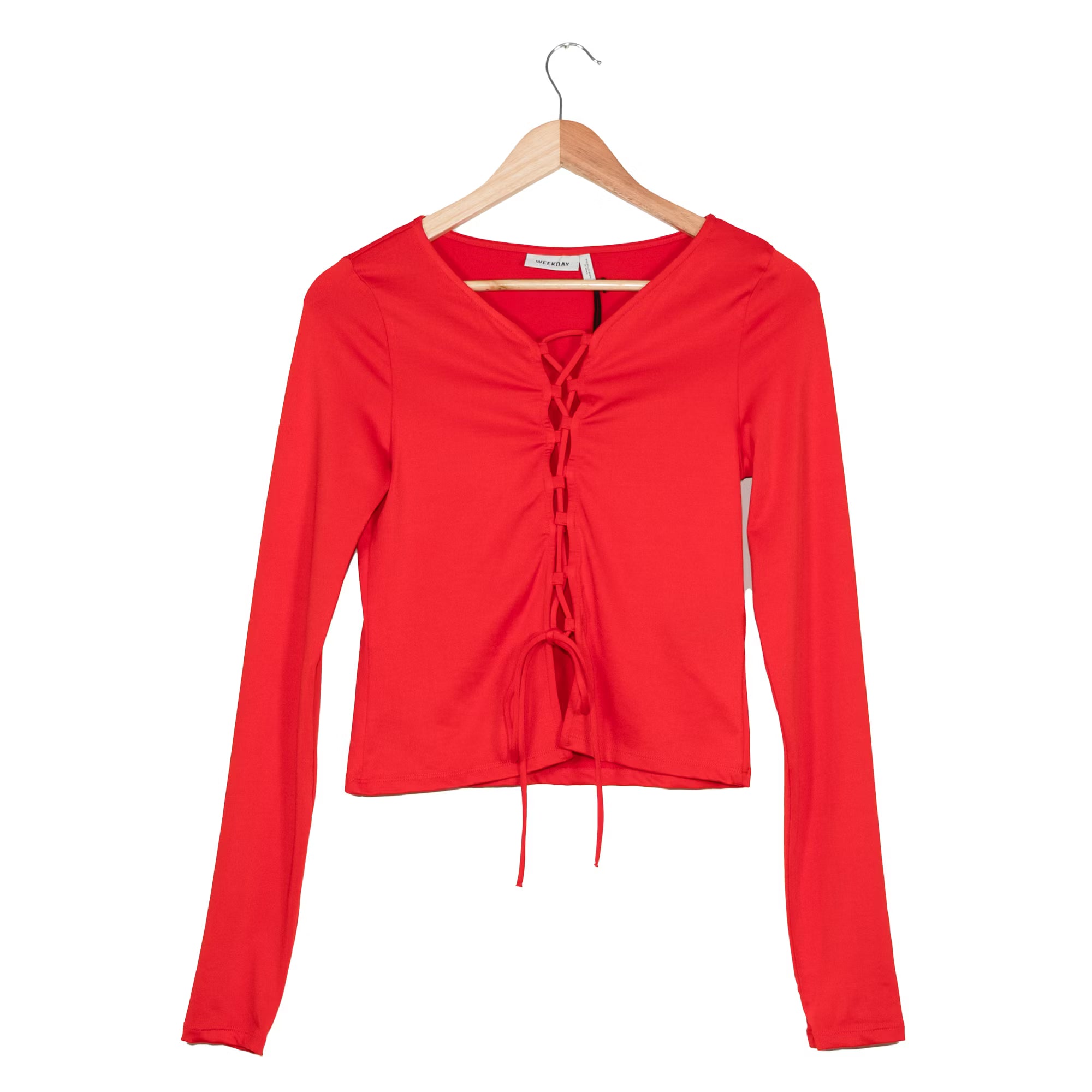 Red Laceup Top