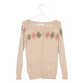 Beige Argyle Cardigan